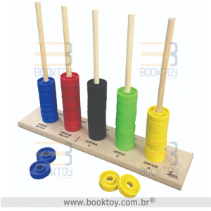 Ábaco de 5 Colunas com Rodinhas de Plástico