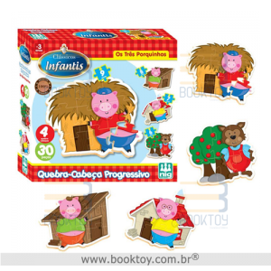 Quebra-Cabeça Progressivo os Três Porquinhos Quebra-Cabeça Progressivo os Três Porquinhos