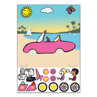 Painel em Tecido com Velcro- Carrinho de Menina 