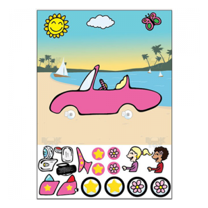 Painel em Tecido com Velcro- Carrinho de Menina 